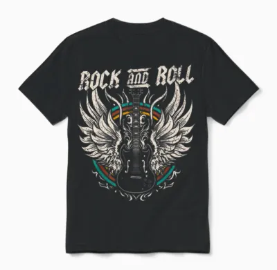 Guitar Retro Lovers Rock and Roll Guitar Vintage Rock Music T Shirt Kids Black Unisex Toddler Short Sleeve T Shirt 158 Us 16.5 Unisex T-Shirt - Black