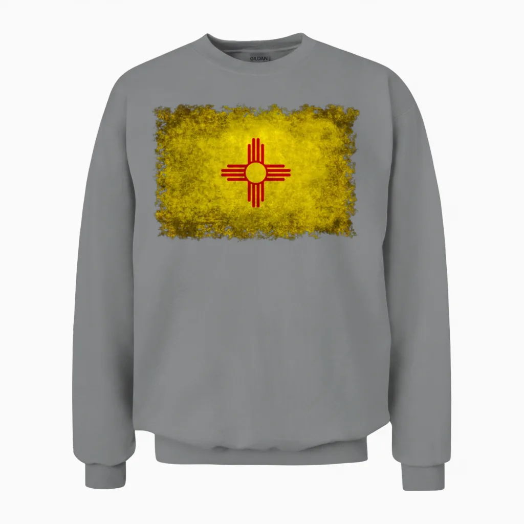 Flag of New Mexico Retro Unisex Sweatshirt in Sport Grey