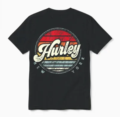 Retro Hurley Home State Cool 70s Style Sunset Unisex T-Shirt - Black