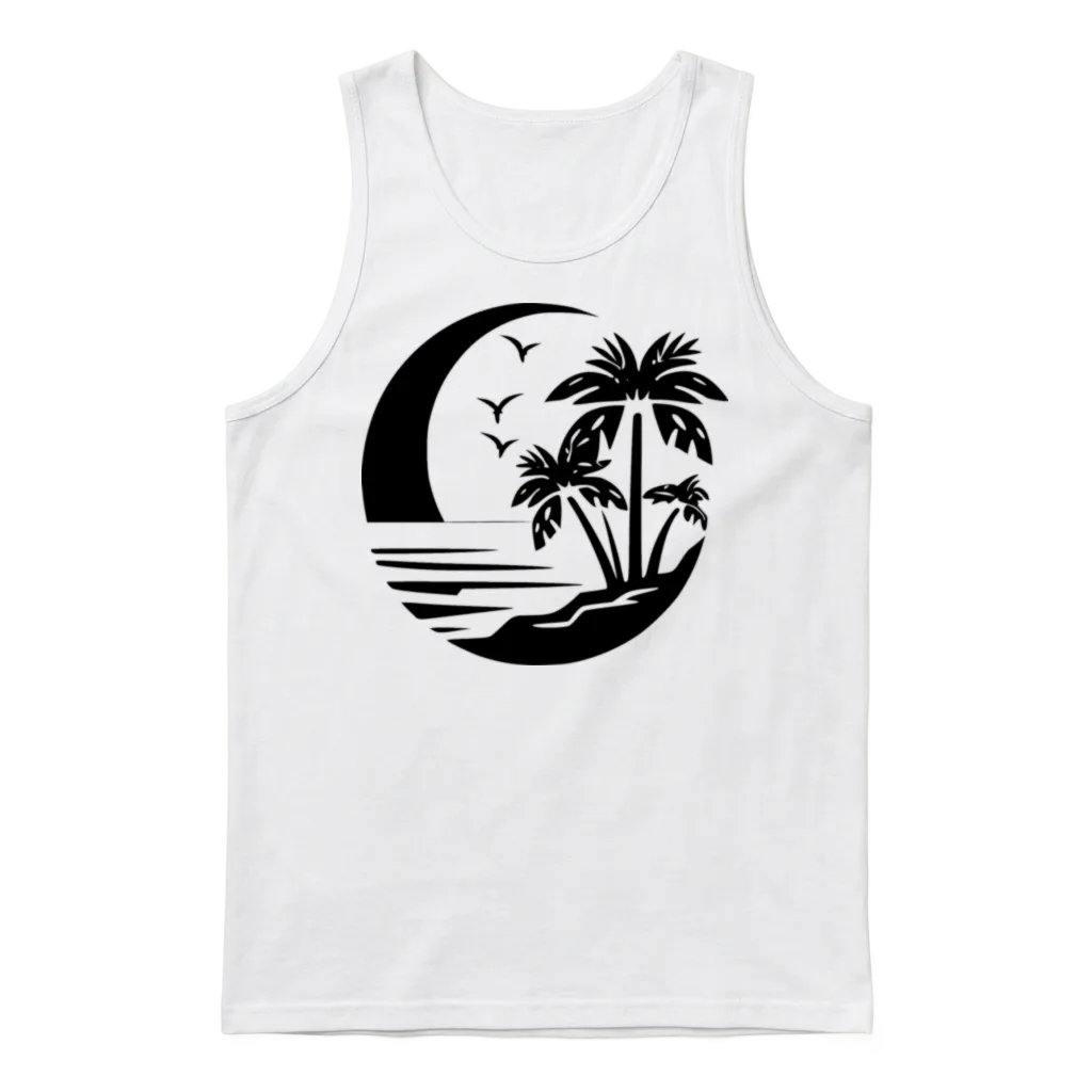 Retro Beach Scene โ Summer & Gift Unisex Tank Top - White