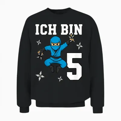 Ich Bin 5 Ninja Geburtstag 5 Jahre Junge Karate Unisex Sweatshirt - Black