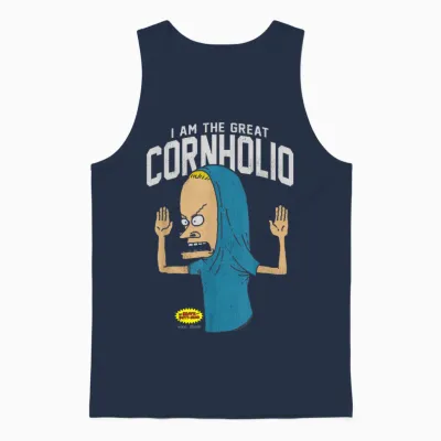 Beavis and Butt-Head I Am the Great Cornholio T-Shirt, Black Unisex Tank Top - Navy