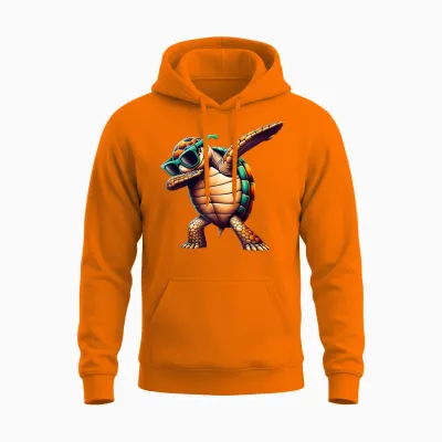 Schildkröte Dabbing Tanzen Jungs Mädchen Unisex Hoodie - Safety Orange