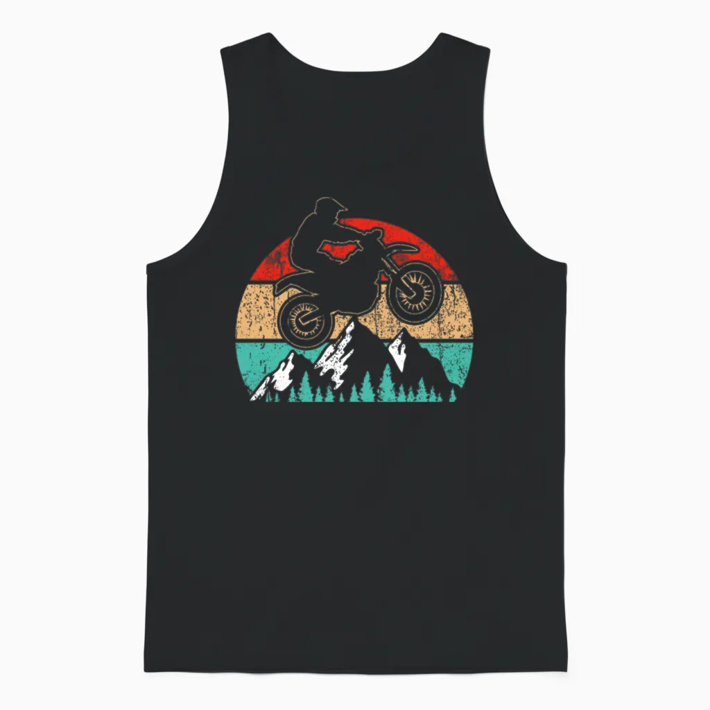 Motocross Vintage Bike Retro Unisex Tank Top - Black