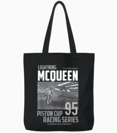 Cars Lightning Mcqueen Piston Cup Racing Series T-Shirt, Black, S Tote Bags - Black