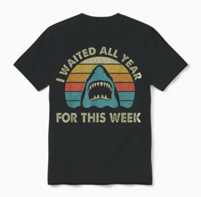 I Waited All Year for This Week - Shark Lover Ocean Wildlife Unisex T-Shirt - Black