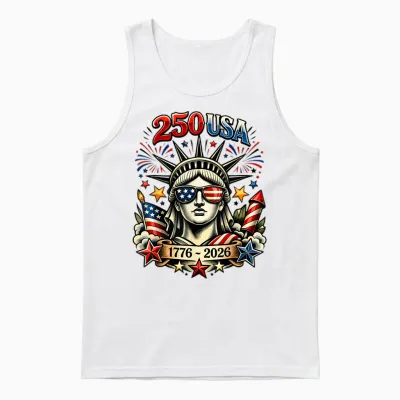 Statue of Liberty 250th America 4 July Unisex Tank Top - White