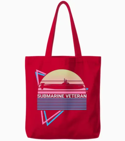 Submarine Veteran Retro Tote Bags - Red