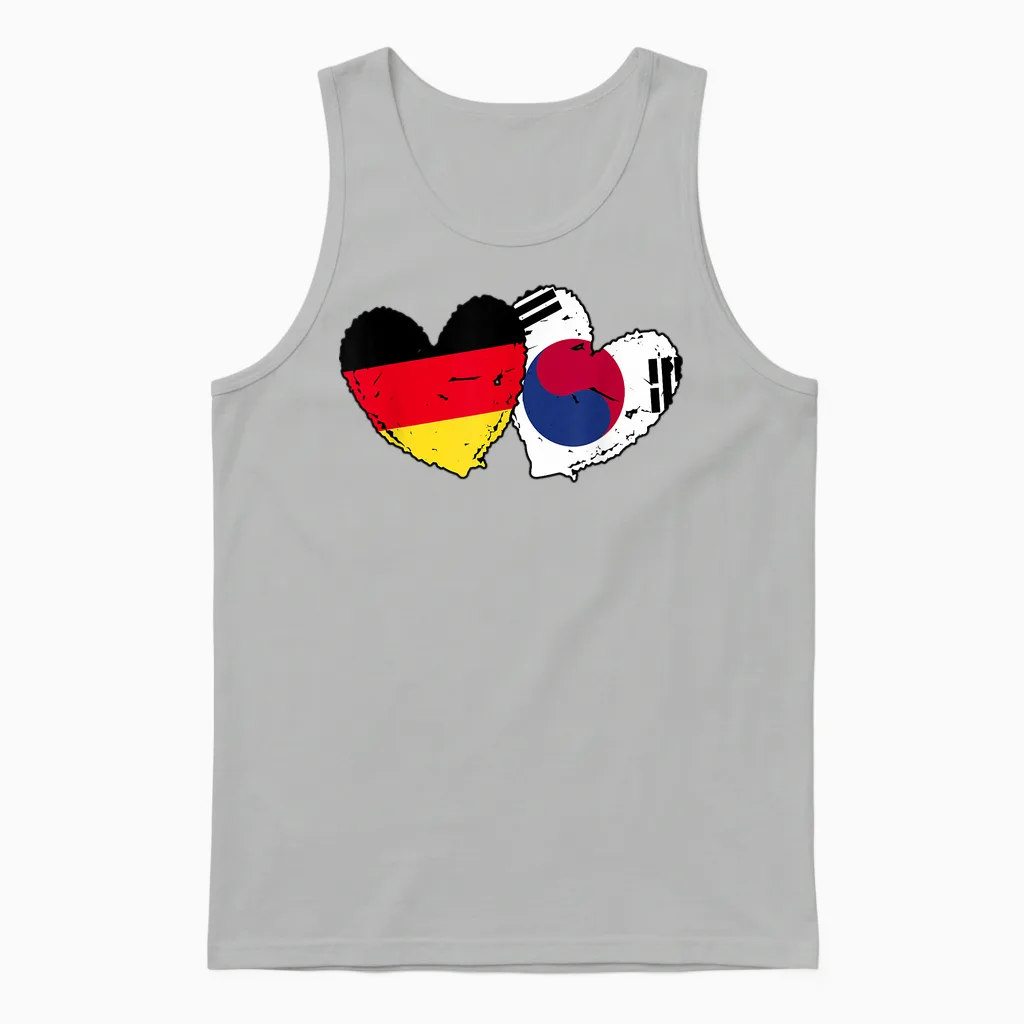 Deutschland Südkorea Herzfahnen Deutsch Koreanisch Doppelflagge Unisex Tank Top in Ash
