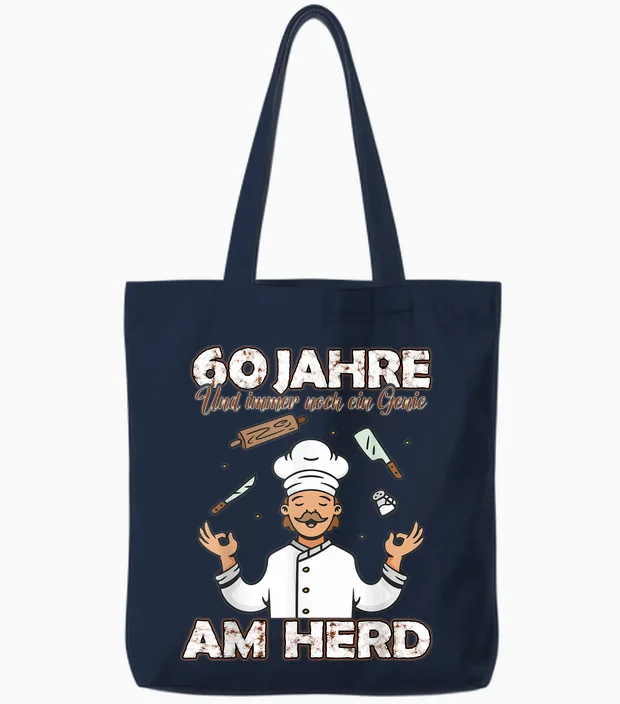 Lustiges Koch Kochen & Backen 60 Jahre Alt Zum Geburtstag Tote Bags in Navy