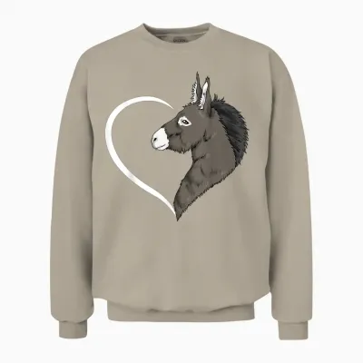 Esel-T-Shirts Für Damen, Mädchen, Kinder, Esel-T-Shirt, Herz Unisex Sweatshirt - Sand
