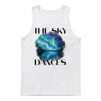 Aurora Lake Vista Northern Lights Unisex Tank Top - White – 1