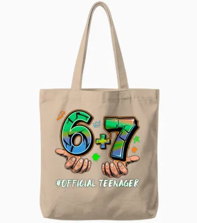 6+7 Offizielle Teenager 13. Geburtstag Sechs Sieben 6 7 Meme Hände Tote Bags - Natural