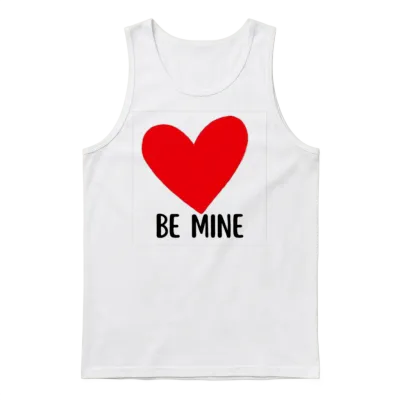 Be Mine Heart Graphic Unisex Tank Top - White