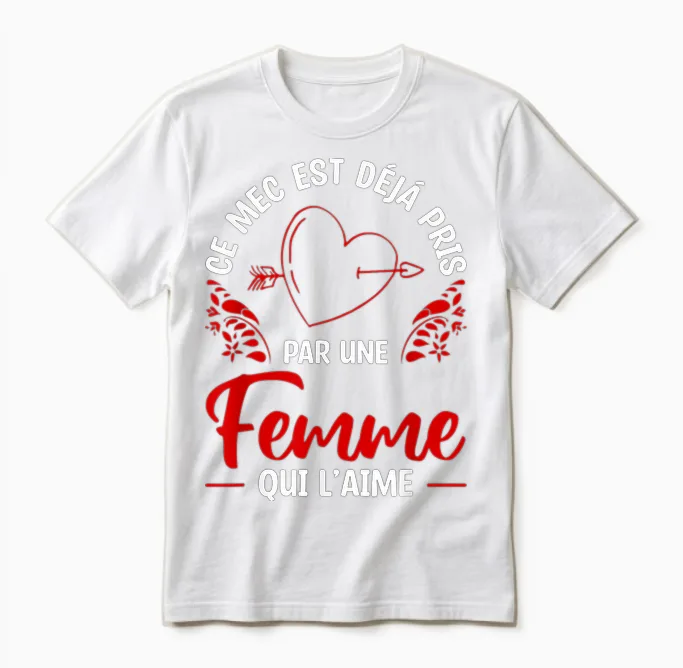 Ce Mec Est Déjà Pris Par Une Femme Qui L'aime T-Shirt, Black, S Unisex T-Shirt in White