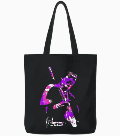 Jimi Hendrix Tye Dye Spiral T-Shirt, Black, S Tote Bags - Black