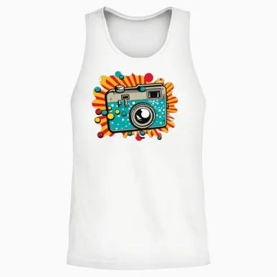 Retro Camera Unisex Tank Top - White