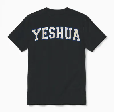 Yeshua Christlicher Messianischer Jesusname Blaue Varietätenbuchstaben Unisex T-Shirt - Black