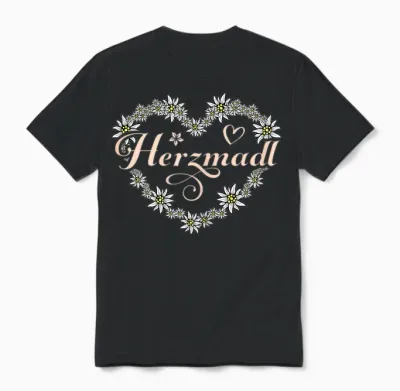 Trachten T-Shirt Damen Trachtenshirt Tracht Outfit Dirndl Unisex T-Shirt - Black