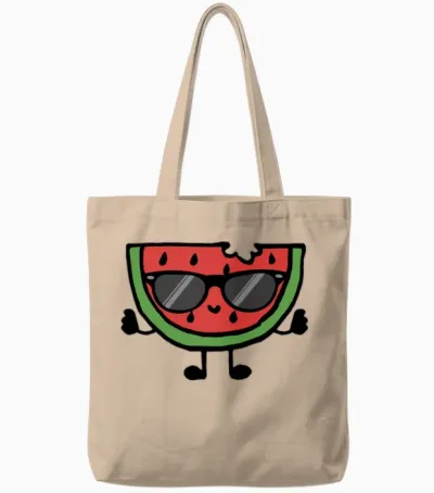 Watermelon with Sunglasses Baby Boy Girl Graphic Tote Bags - Natural