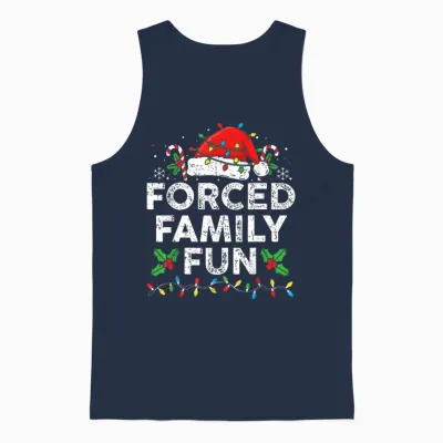 Funny Forced Family Christmas Shirt Funny Xmas Men Women Unisex Tank Top - Navy