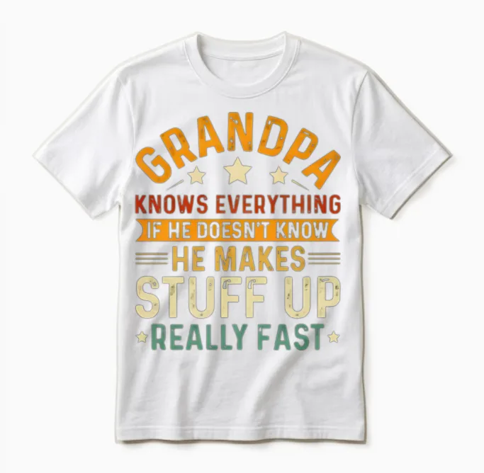 Funny Grandpa Knows Everything Unisex T-Shirt in White
