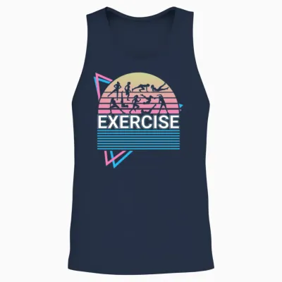 Exercise Workout Fitness Retro Unisex Tank Top - Navy