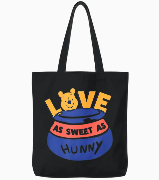 Amazon Essentials Winnie the Pooh Love as Sweet as Hunny Valentine's Day Tote Bags in Black