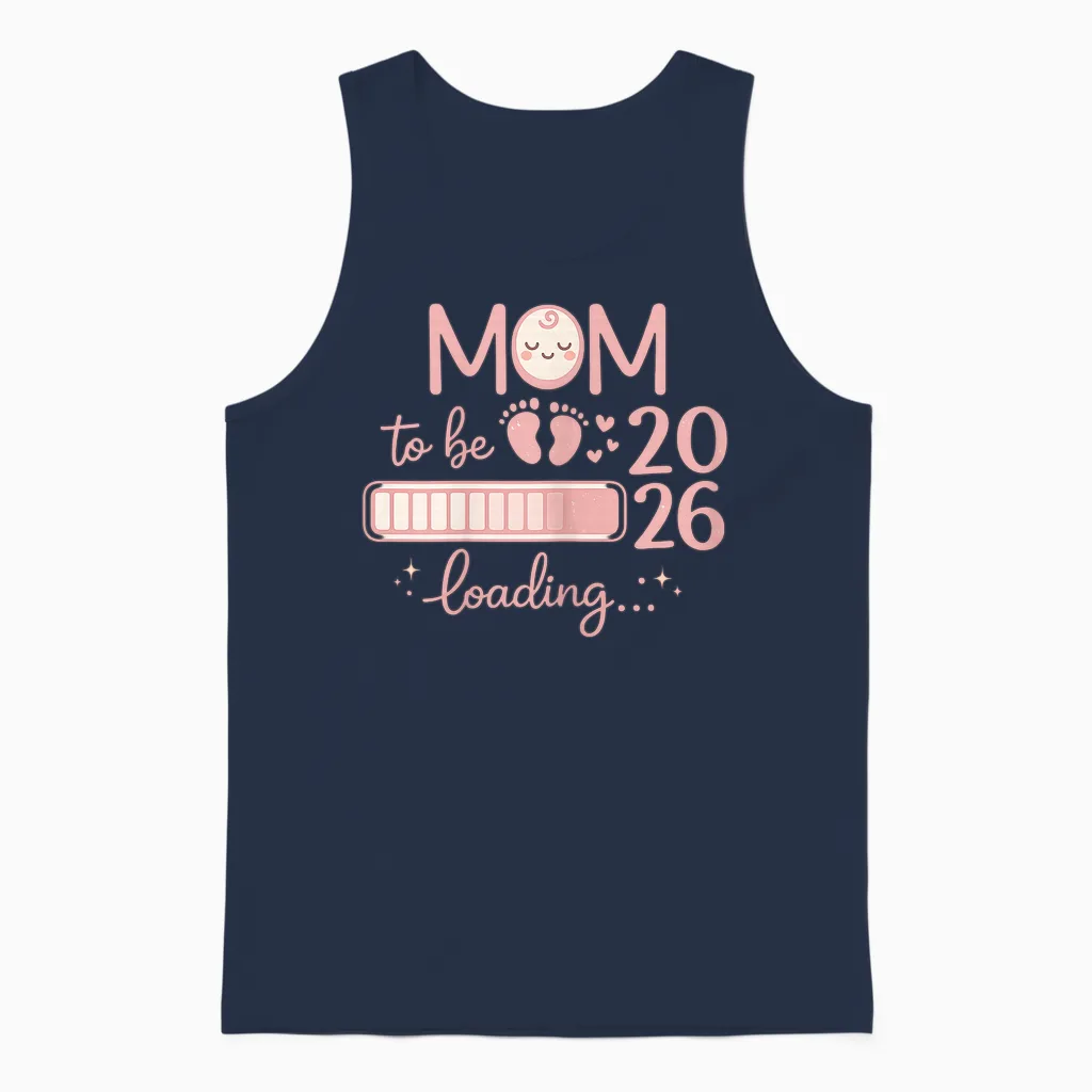 Mom to Be 2026 Loading - Annonce Pour Future Maman Unisex Tank Top in Navy