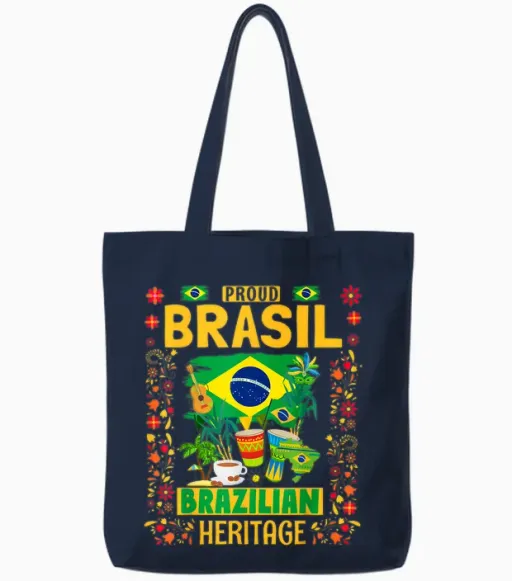Brazil Flag for Men - Clothing Idea for Men - Brazil Flag and Brazil Tote Bags - Navy