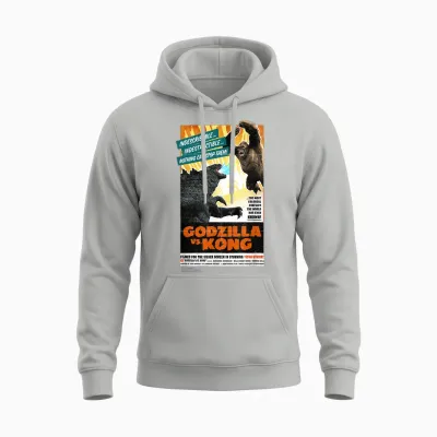 Monsterverse Godzilla vs Kong - Titan-Vision Retro Poster Unisex Adults Kids Black Short Sleeve Unisex Hoodie - Ash