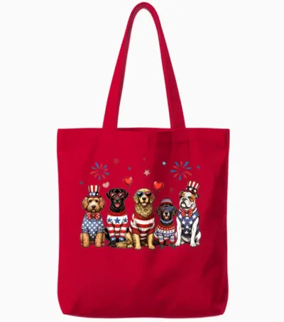 Patriotic Dogs Tote Bags - Red