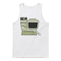 Retro Computer Desk Setup Unisex Tank Top - White – 1