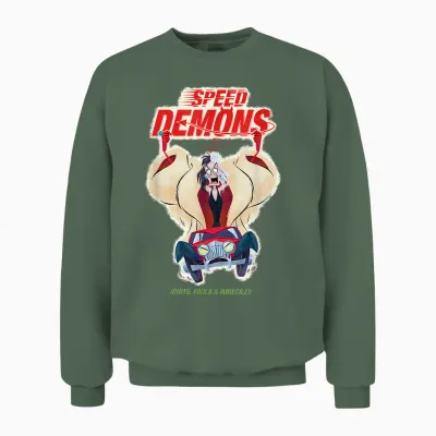 Disney Villains Cruella De Vil Speed Demons Unisex Sweatshirt - Military Green