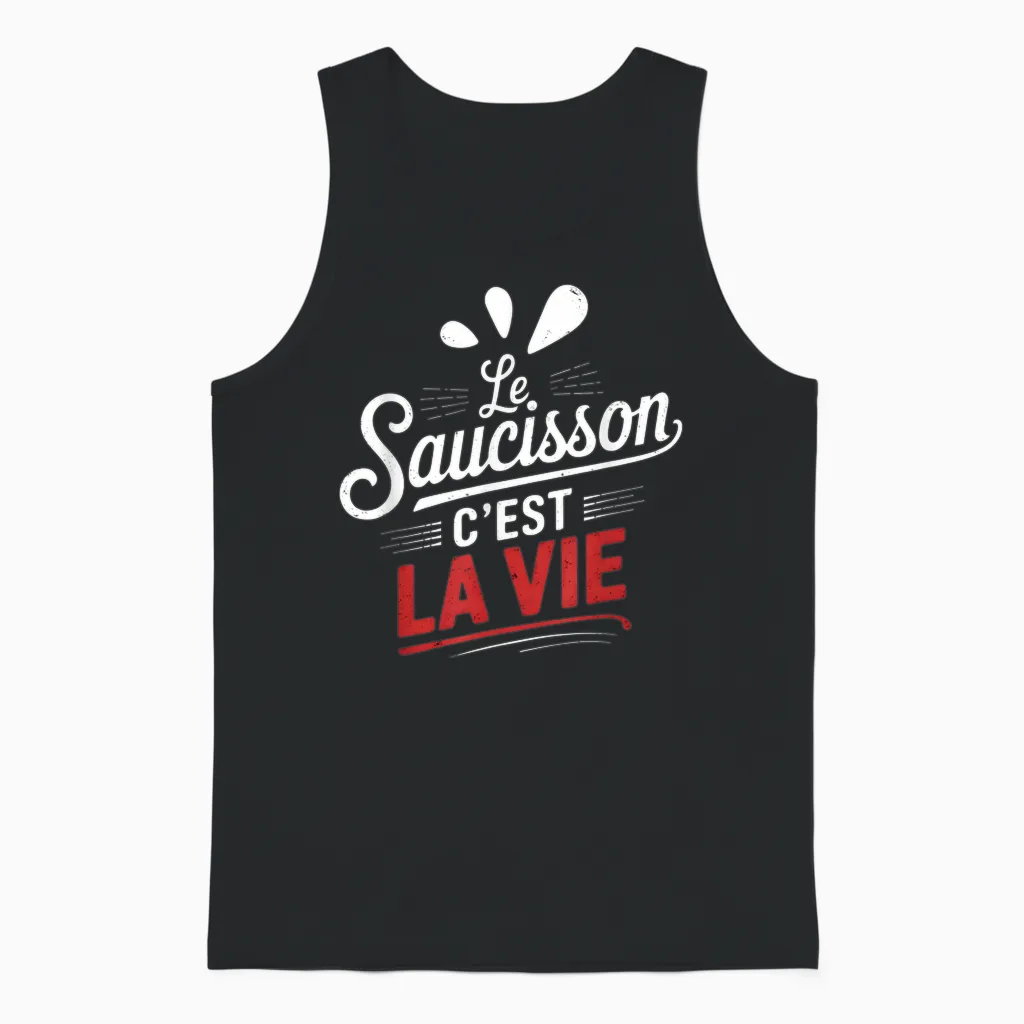 Sausage Is Funny Life Shirt T-Shirt, Black, S Unisex Tank Top in Black