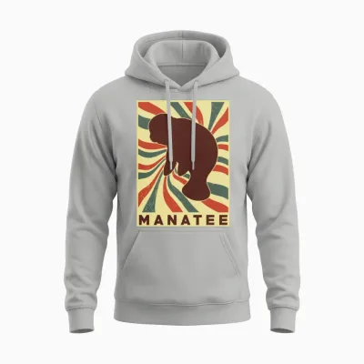 Manatee Retro Vintage Unisex Hoodie - Ash