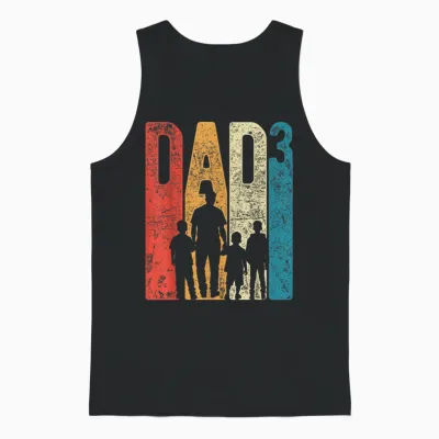 Dad Squared Vatertag Drei Jungen Drei Söhne Vater Retro Unisex Tank Top - Black
