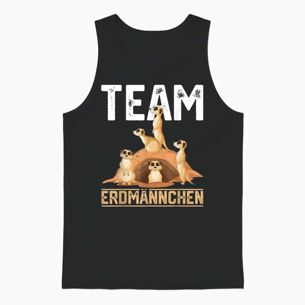 Team Erdmännchen Retro Meerkat Children's Girls Meerkat T-Shirt, Black Unisex Tank Top in Black