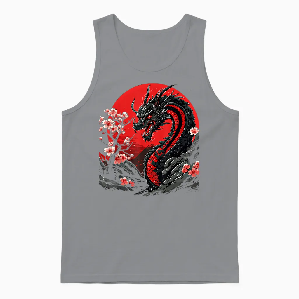 Aesthetic Japanischer Drache Drachen Anime Japan Style Asia Unisex Tank Top in Sport Grey