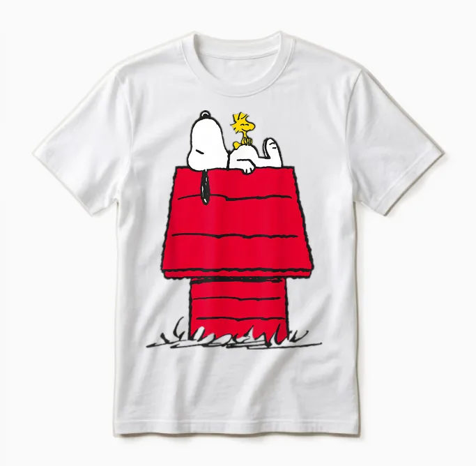 Peanuts Snoopy Woodstock Niche Pour Chien Happy Friends Art Classique Unisex T-Shirt in White