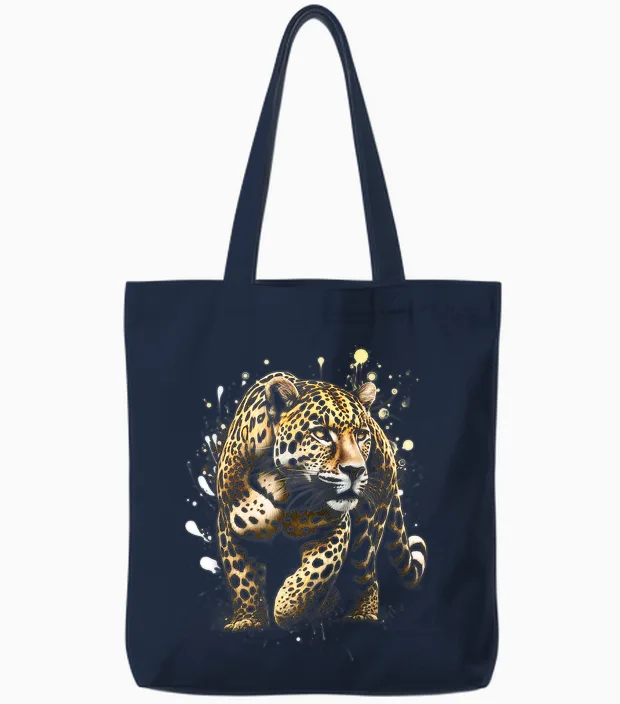 Cooler Leopard Mit Kunstvollen Farbspritzern Tote Bags in Navy