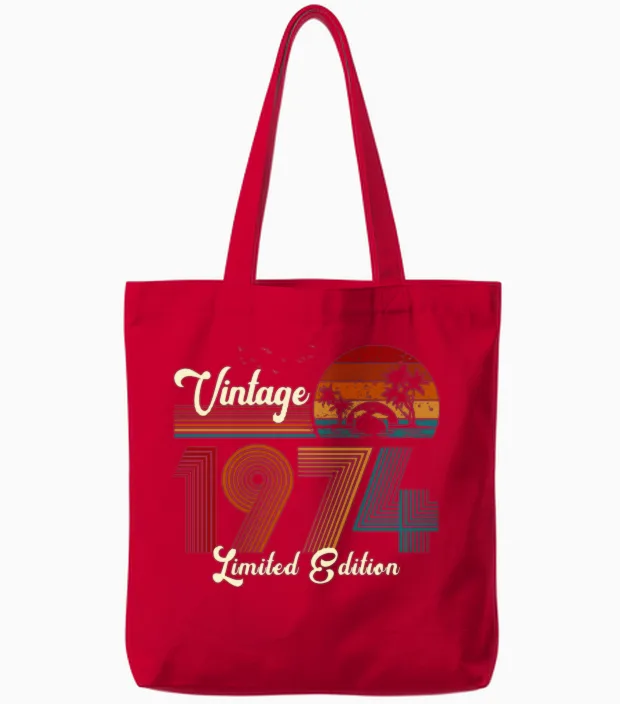 Vintage 1974 Limited Edition 51st Birthday Tote Bags in Red