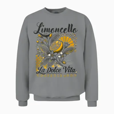 Limoncello | La Dolce Vita Social Club Zitronen Backprint Unisex Sweatshirt - Sport Grey