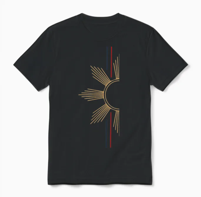 Minimalist Filipino Sun Unisex T-Shirt in Black