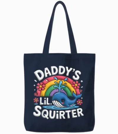Inappropriate Funny Daddy' Lil Squirter Embarrassing Tote Bags - Navy