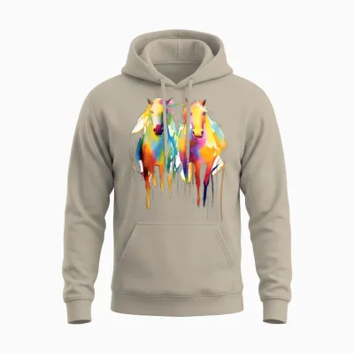 Miniature Horses Mini Horse Watercolor Splash Unisex Hoodie - Sand