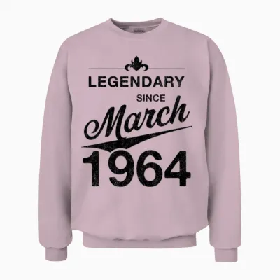 60th Birthday 60 Year Old Born March 1964 Gift Unisex Sweatshirt - Light Pink
