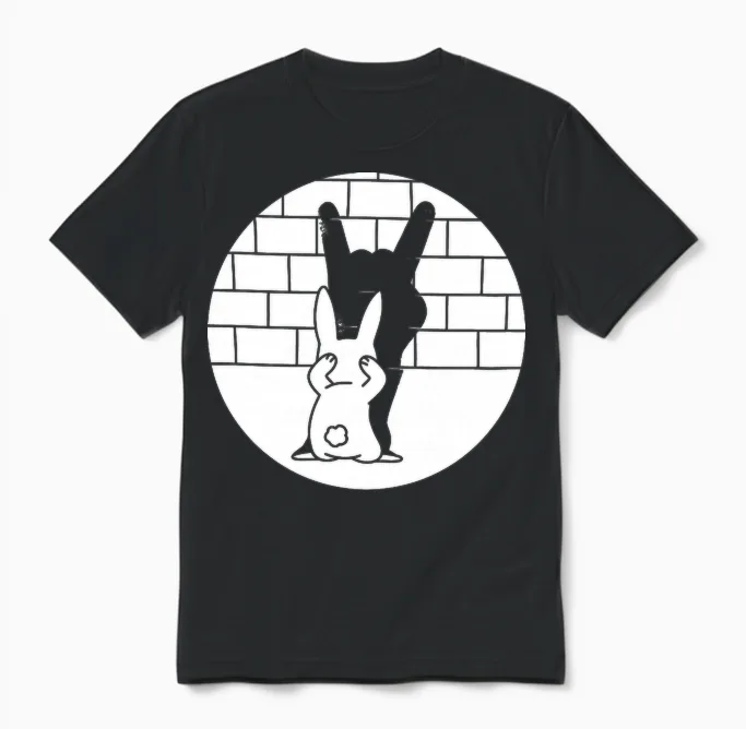 Lapin De Pâques Drôle Heavy Metal Fan Rock Festival Lapin T-Shirt Haut De Gamme Unisex T-Shirt in Black