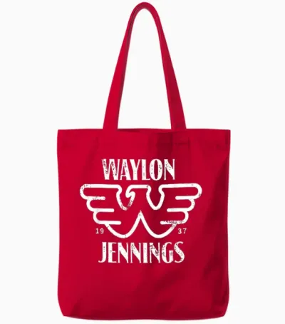 Waylon Jennings - Official Merchandise - Flying W Vintage Tote Bags - Red