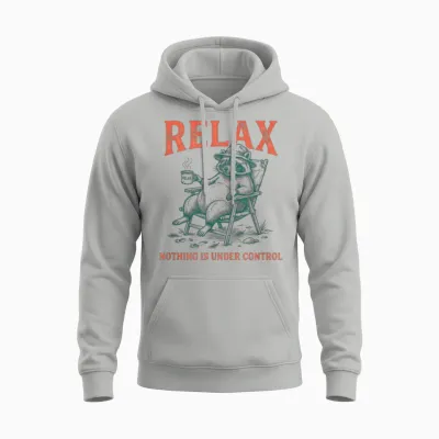 Relax Nothing Is Under Control Lustiger Waschbär Unisex Hoodie - Ash